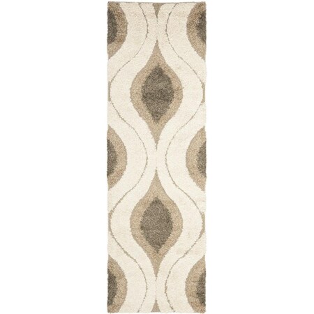 Safavieh 2 ft.-3 in. x 10 ft. Power Loomed Runner Shag RugCream & Smoke SG461-1179-210